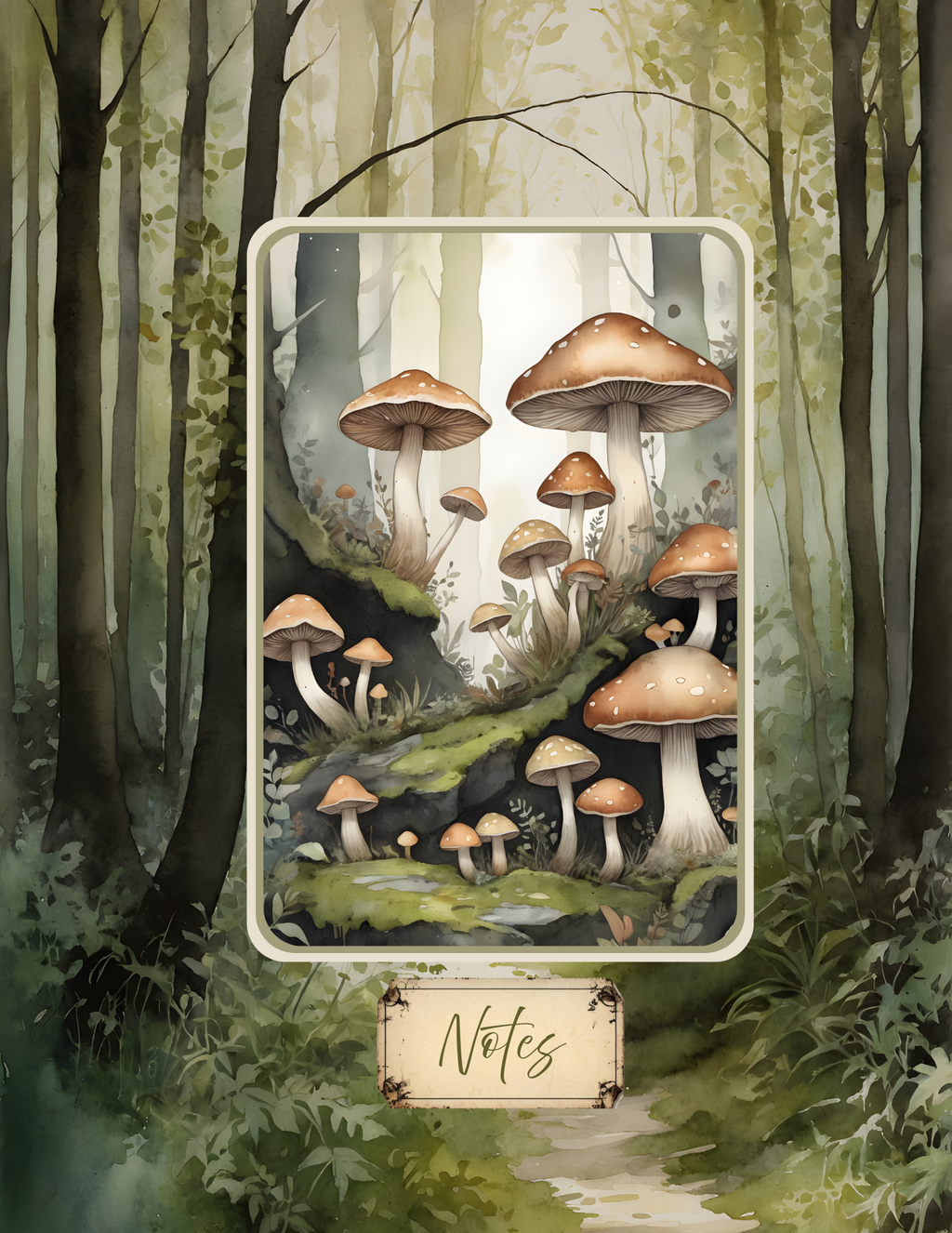 Handmade Spiral Bound Notebook -Mycelium Forest Path