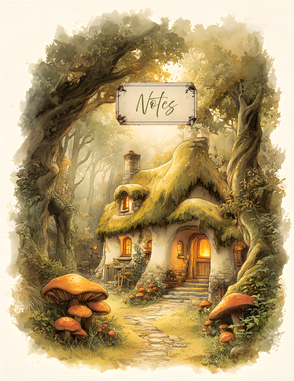 Handmade Spiral Bound Notebook -Enchanted Woodland Cottage