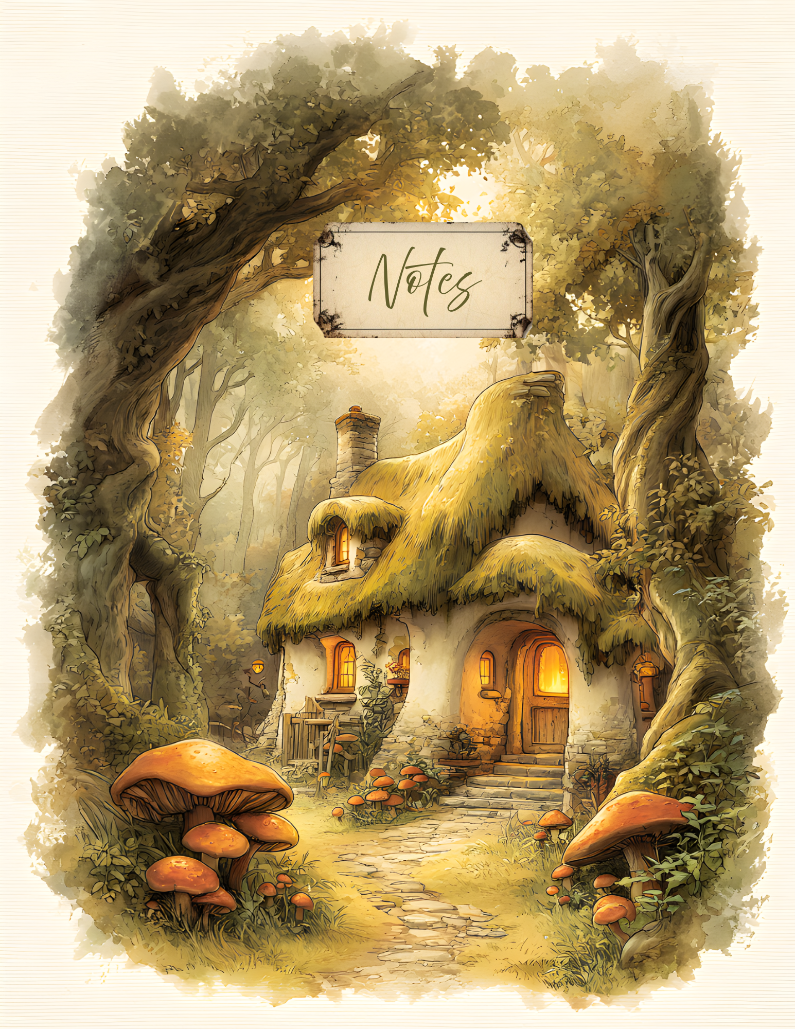 Handmade Spiral Bound Notebook -Enchanted Woodland Cottage