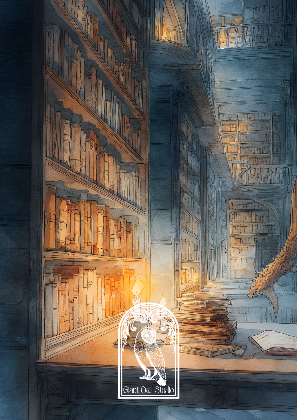 Handmade Spiral Bound Notebook - Guardian of the Library