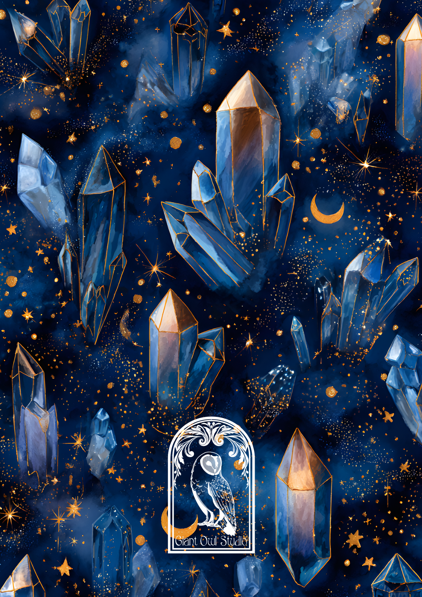 Handmade Spiral Bound Notebook - Midnight Crystals