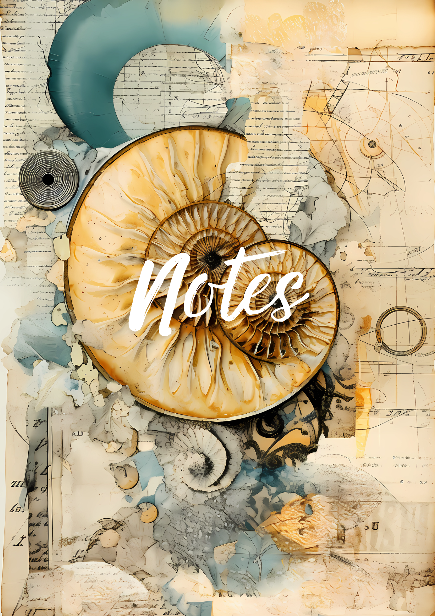 Handmade Spiral Bound Notebook - Abstract Ammonites