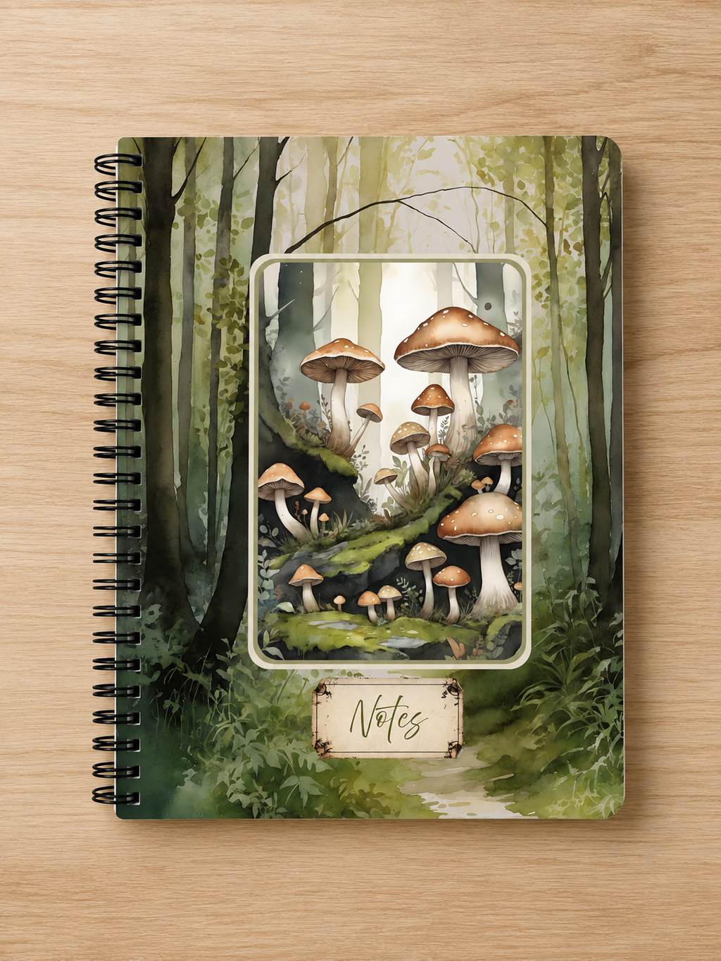 Handmade Spiral Bound Notebook -Mycelium Forest Path