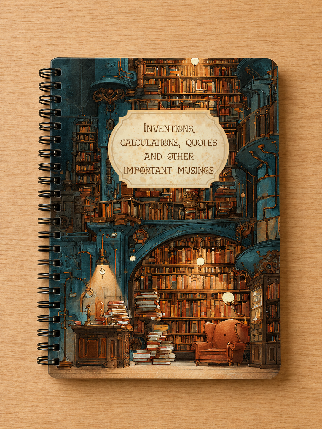 Handmade Spiral Bound Notebook - Steampunk Dreams