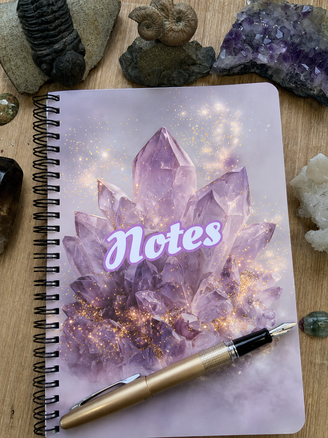 Handmade Spiral Bound Notebook - Amethyst Delight
