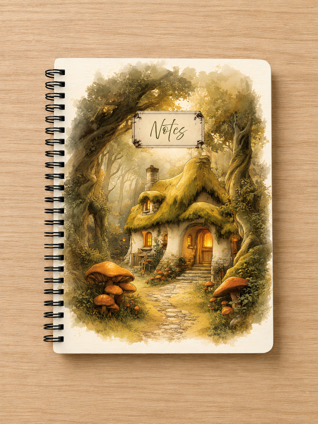 Handmade Spiral Bound Notebook -Enchanted Woodland Cottage