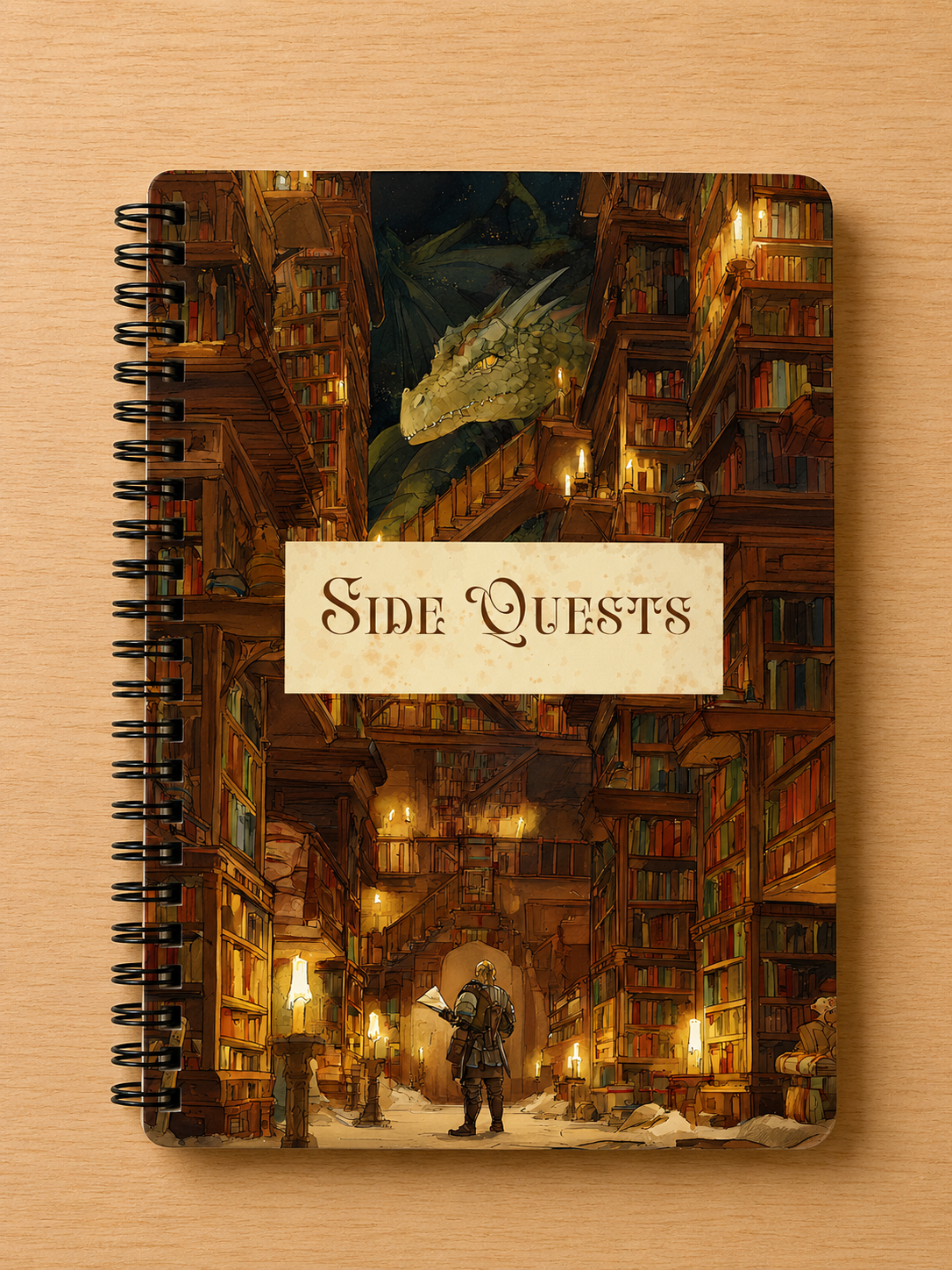 Handmade Spiral Bound Notebook - Side Quests