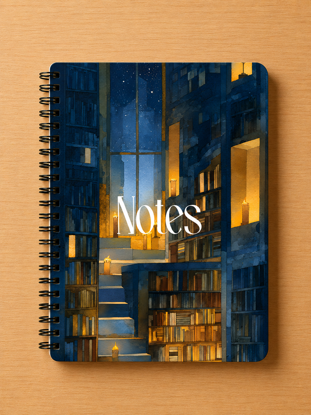 Handmade Spiral Bound Notebook - Midnight Library