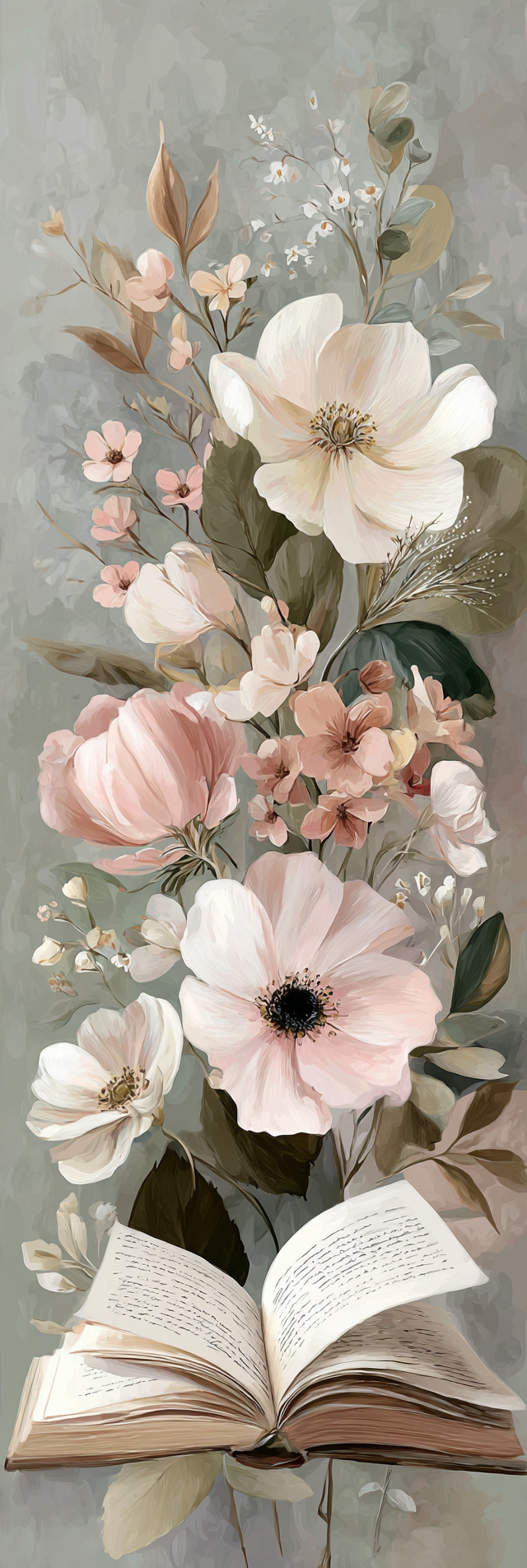 Grey Floral Bookmark