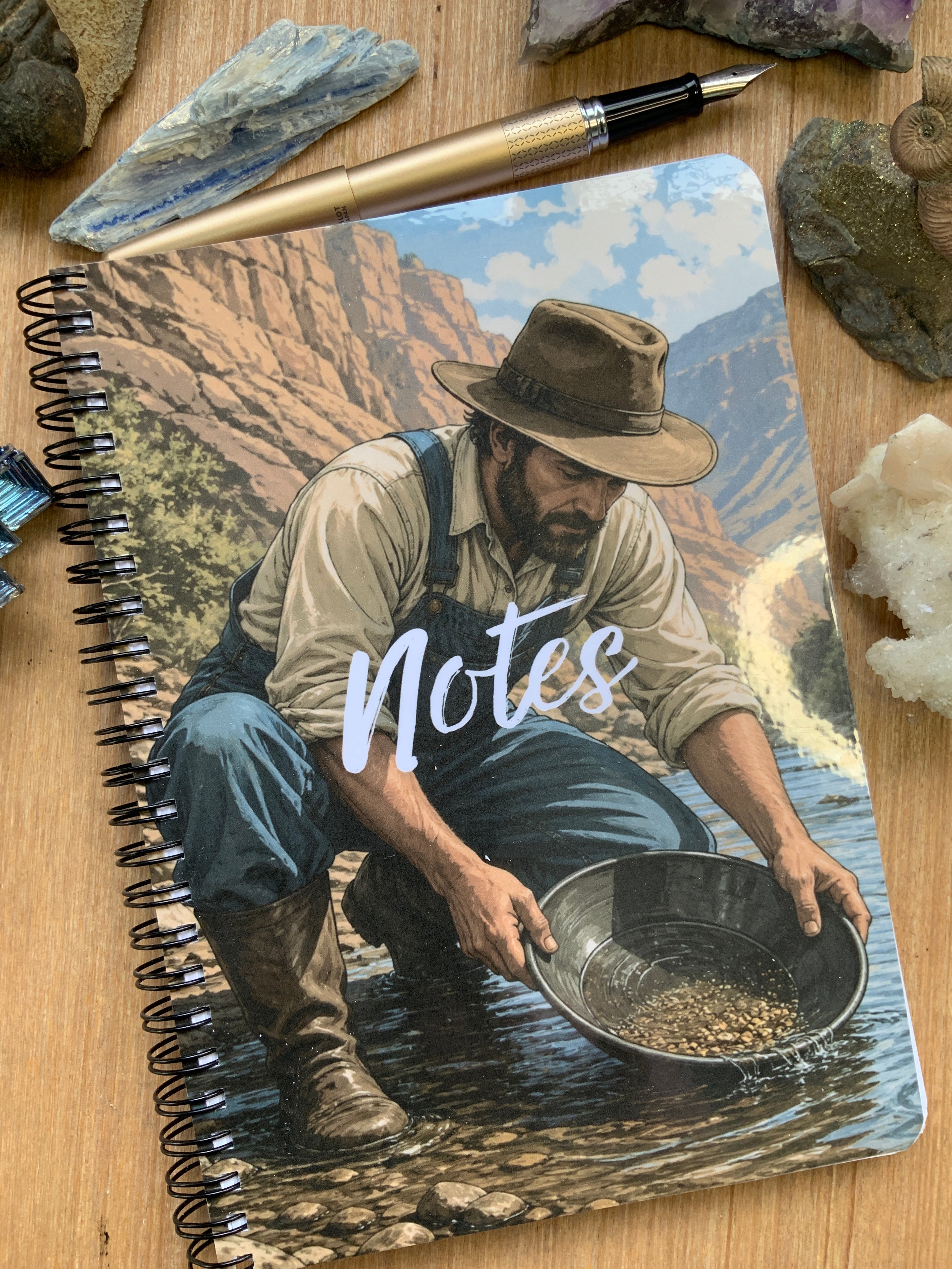 Handmade Spiral Bound Notebook - Panning for hope