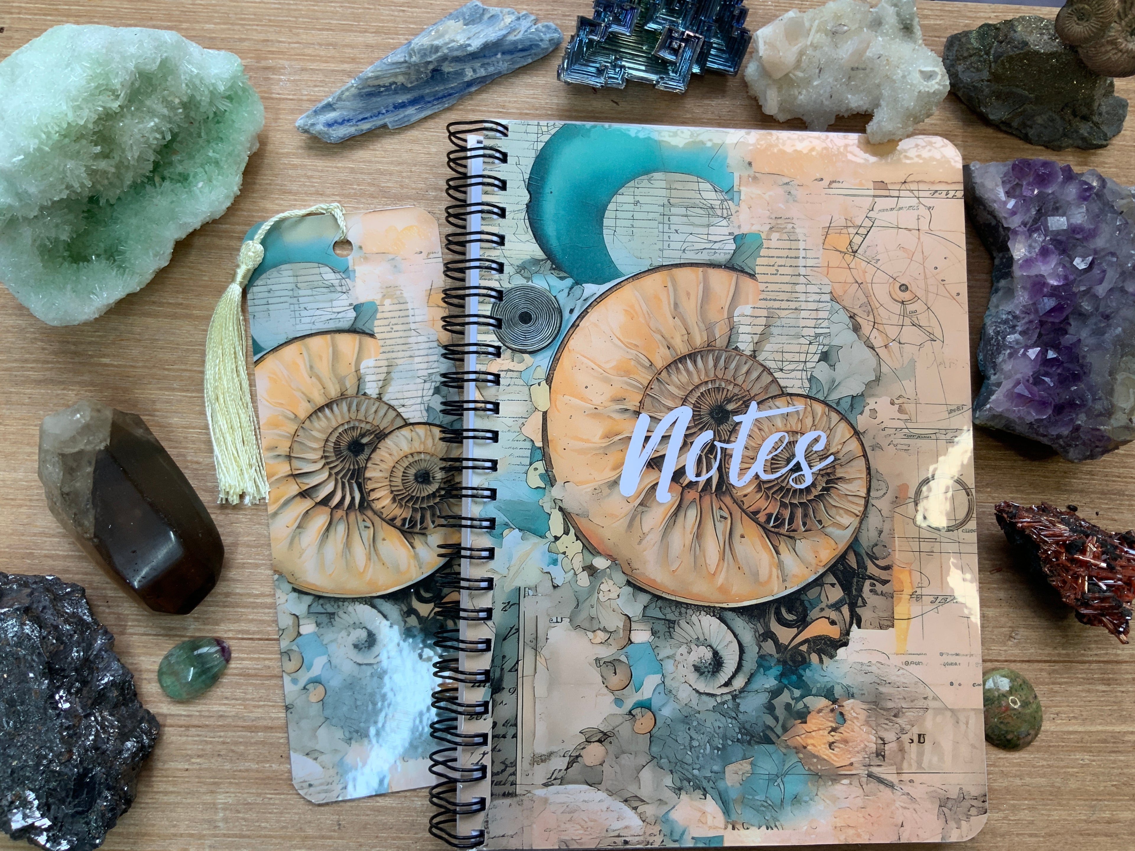 Handmade Spiral Bound Notebook - Abstract Ammonites