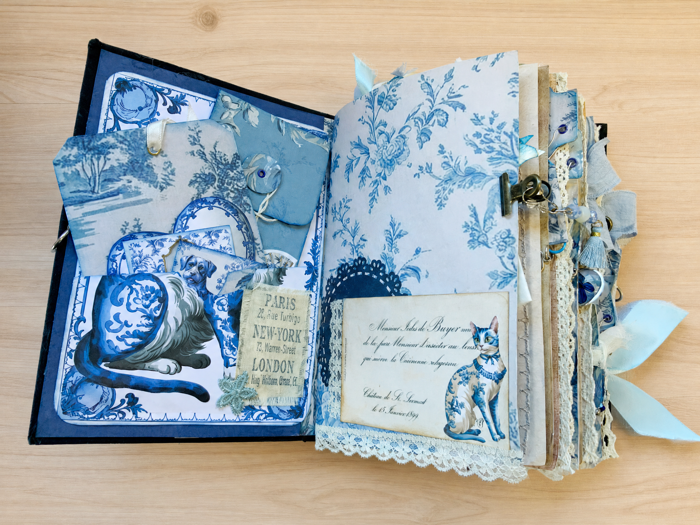 'Blue Toile' Junk Journal
