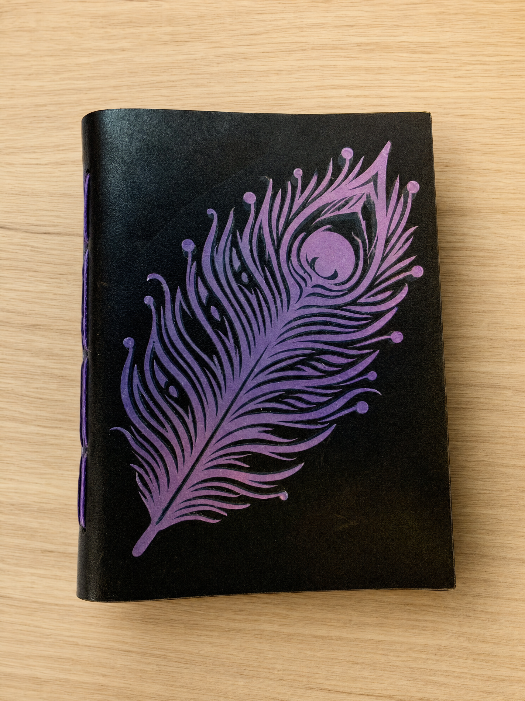 Leather Bound Sketchbook with Feather Detail