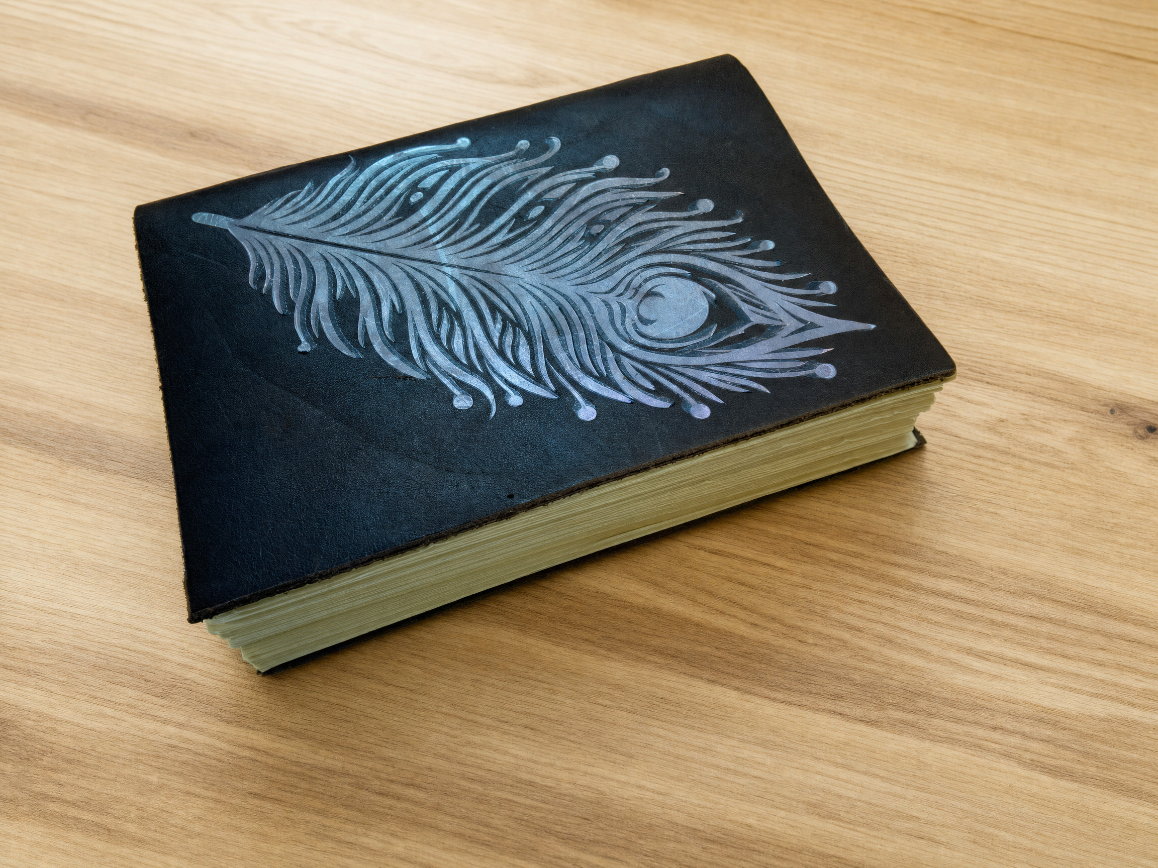Leather Bound Sketchbook with Feather Detail