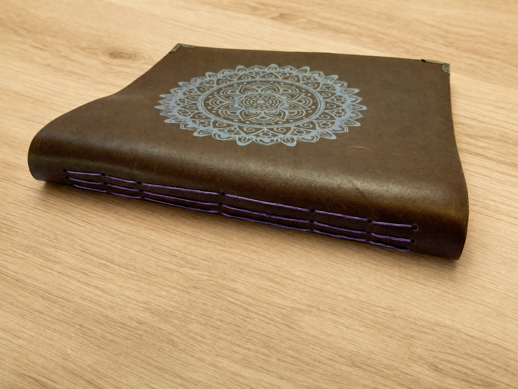 Leather Bound Sketchbook with Mandala Detail