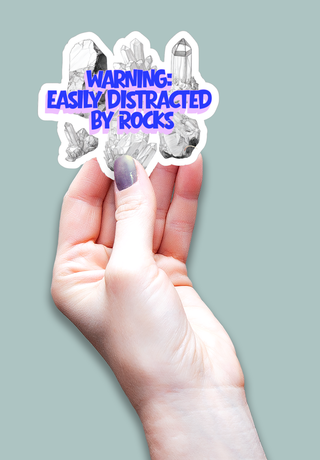 Waterproof Vinyl Die Cut Sticker -  'Warning: Easily Distracted by Rocks'